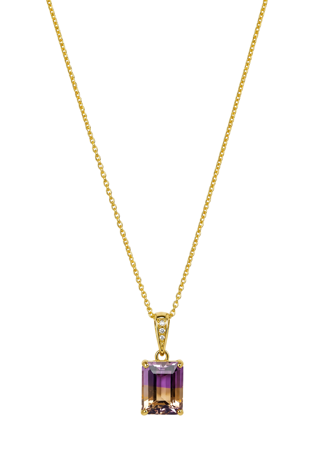 Ametrine Emerald-Cut Pendant - Yellow Gold