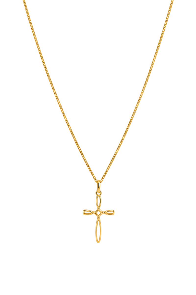 Open Lattice Cross Pendant - Yellow Gold