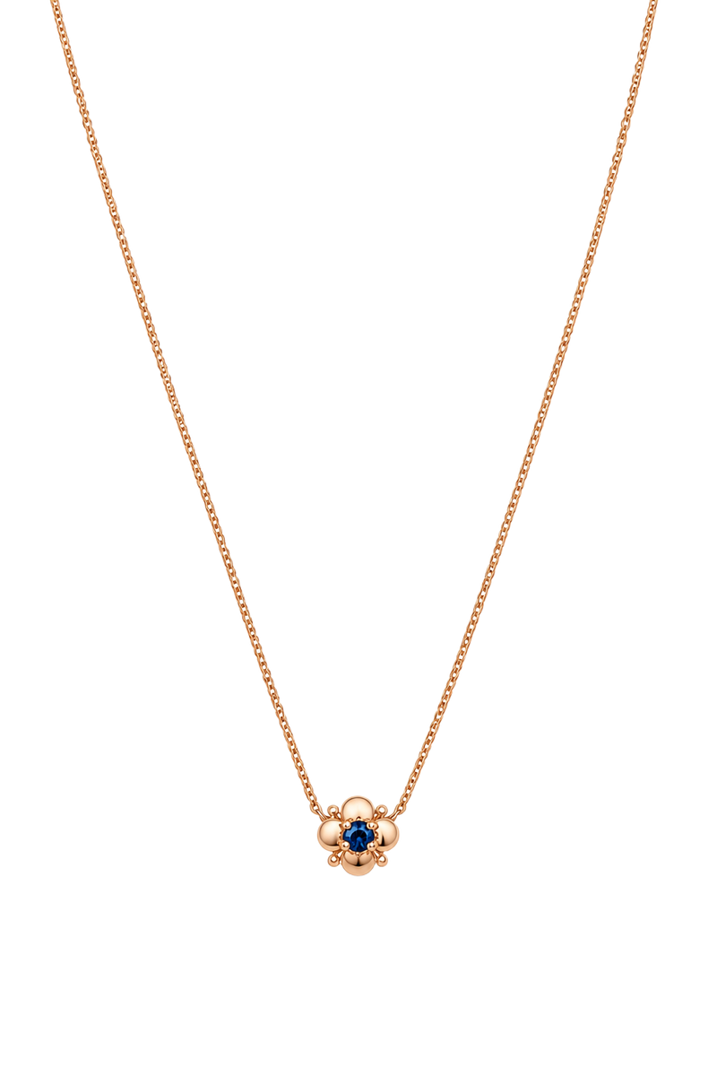 Sapphire Flower Pendant - Rose Gold