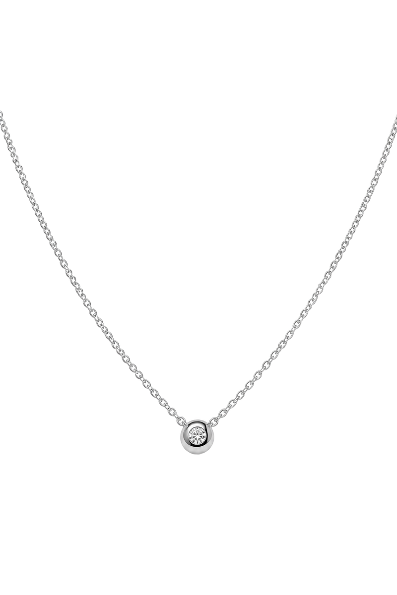 Diamond Bezel Solitaire Necklace - White Gold
