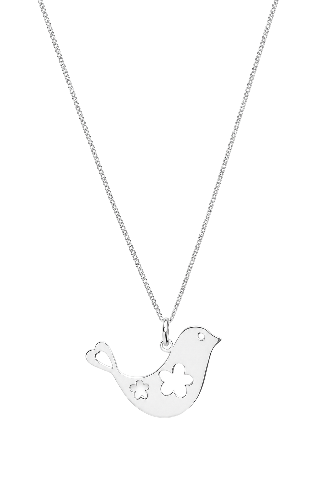 Bird Silhouette Pendant - White Gold