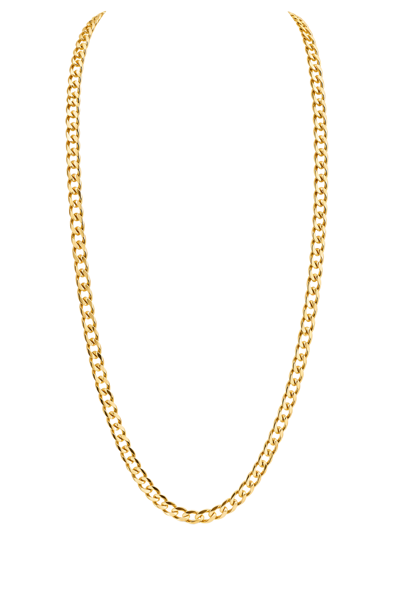 Heavy Curb Chain Necklace - Yellow Gold