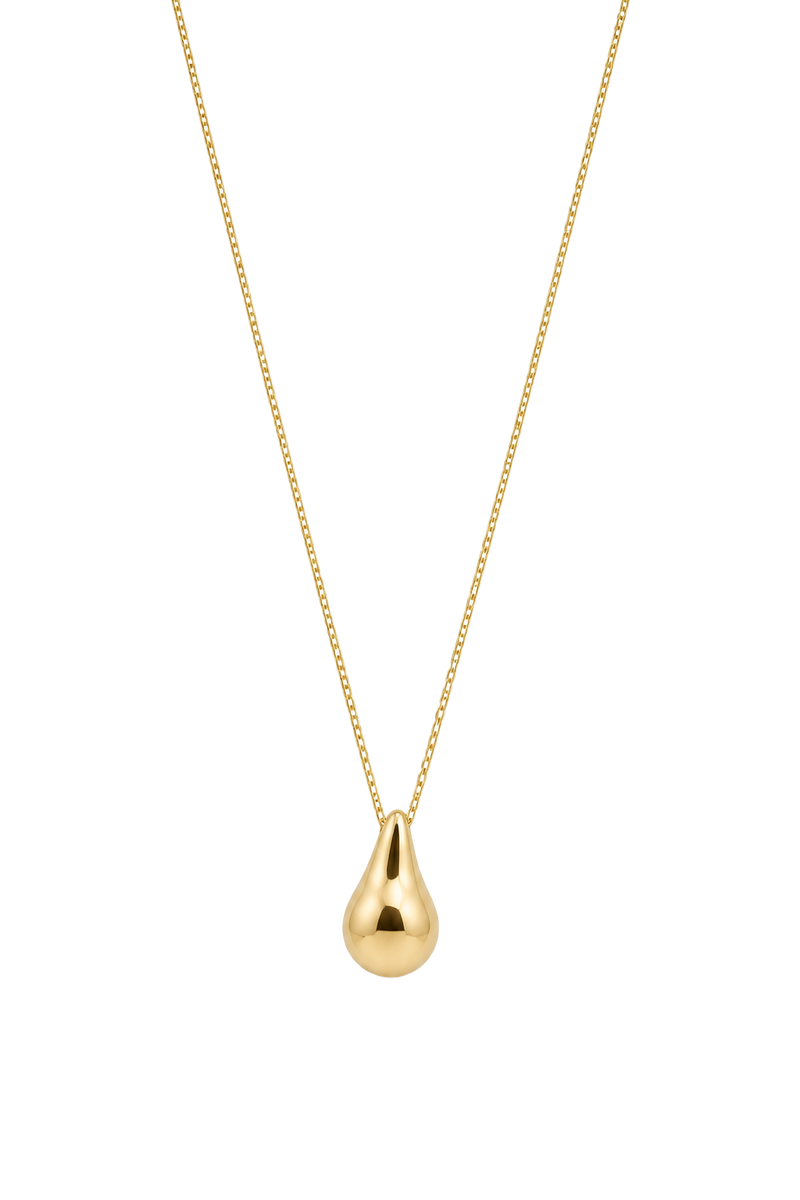 Puff Teardrop Pendant - Yellow Gold