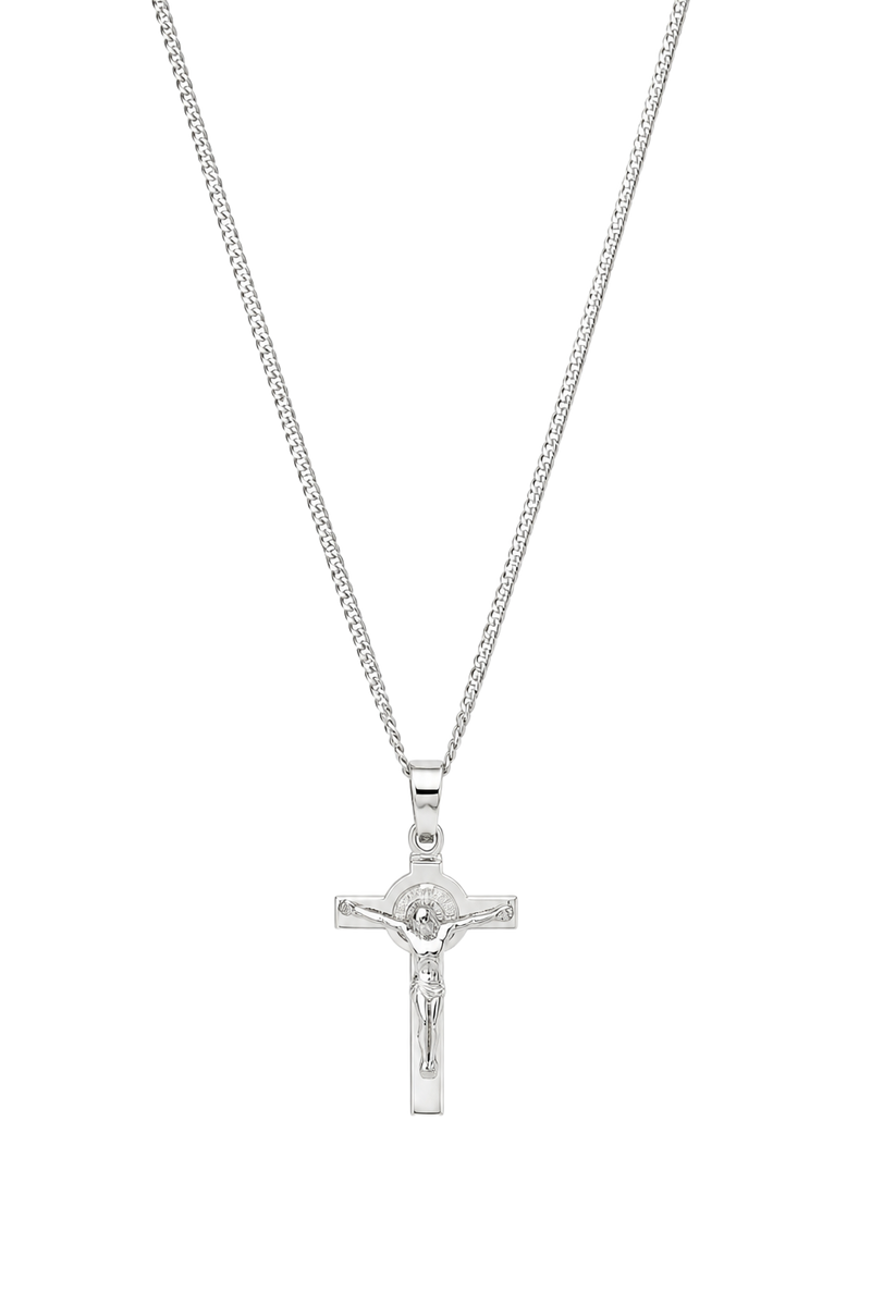 Crucifix Pendant - White Gold
