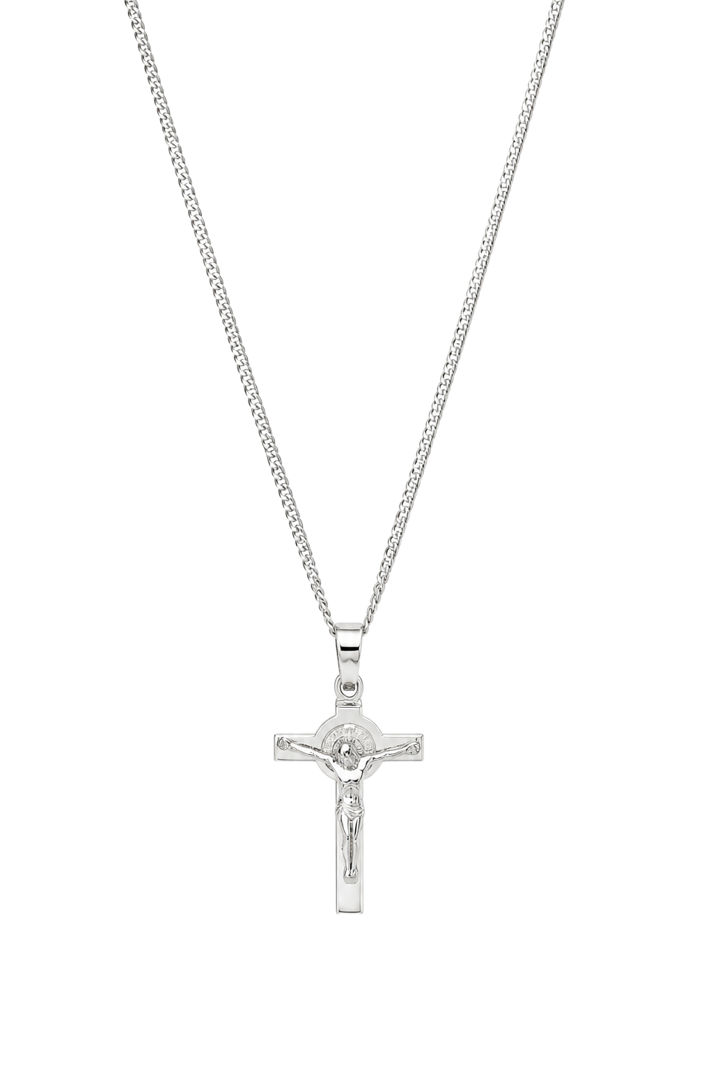 Crucifix Pendant - White Gold
