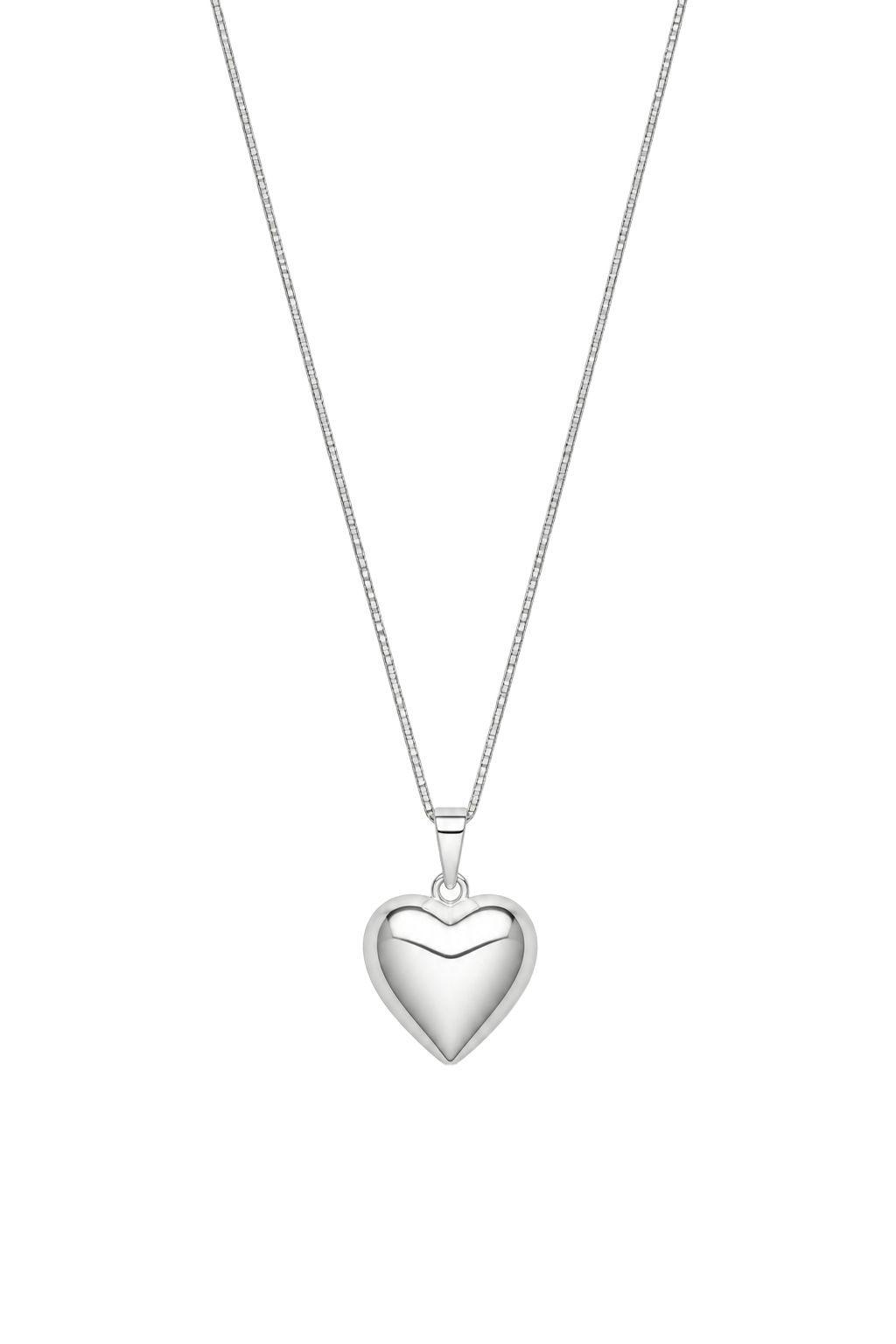 Puff Heart Pendant - White Gold