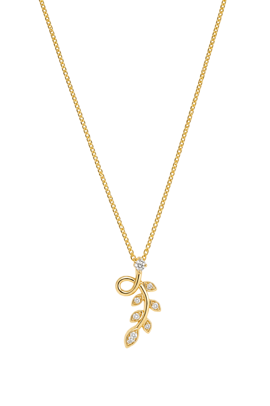 Diamond Botanical Vine Pendant - Yellow Gold