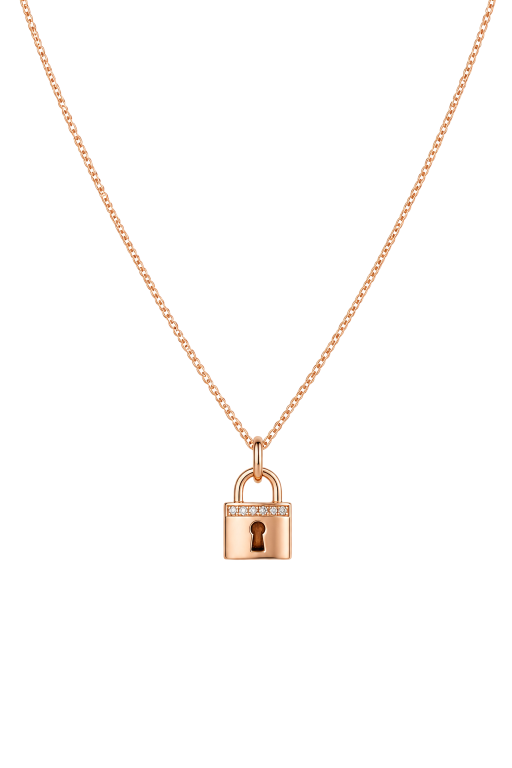 Diamond Padlock Pendant - Rose Gold