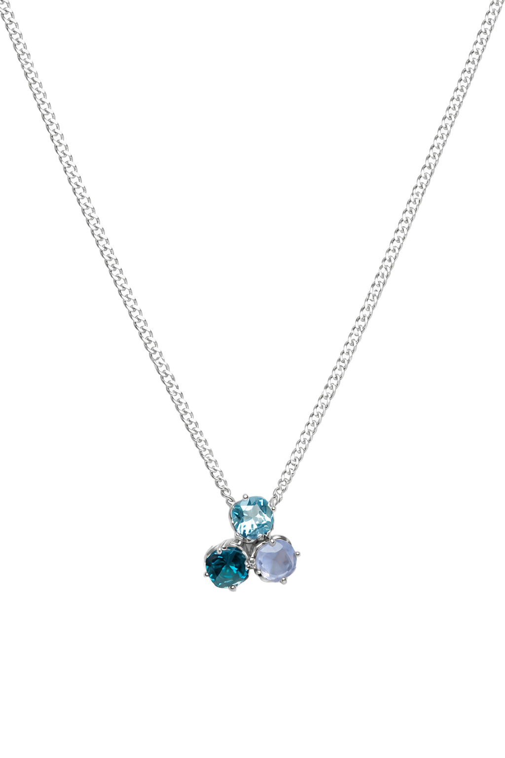 Blue Topaz & Iolite Trilogy Pendant - White Gold