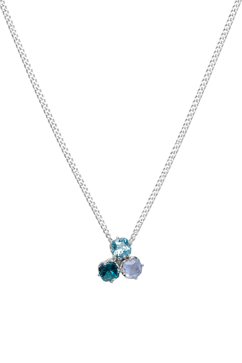 Blue Topaz & Iolite Trilogy Pendant - White Gold