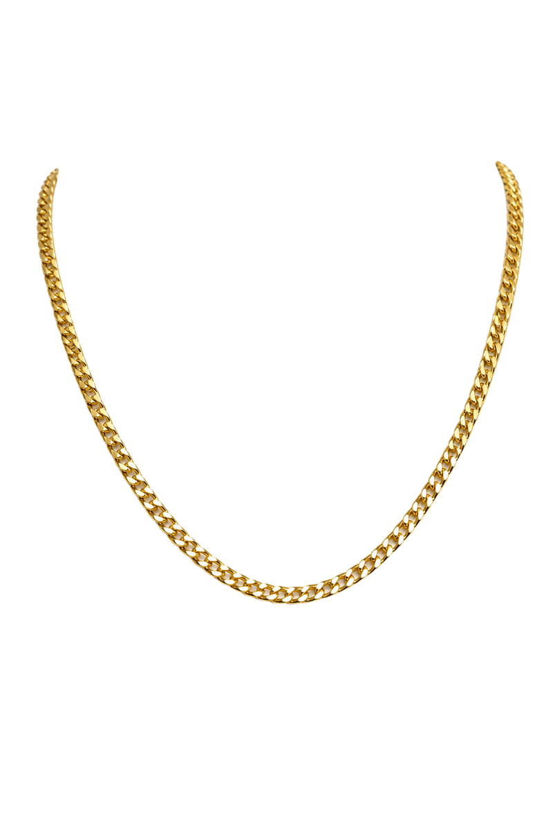 Heavy Curb Chain Necklace - Yellow Gold