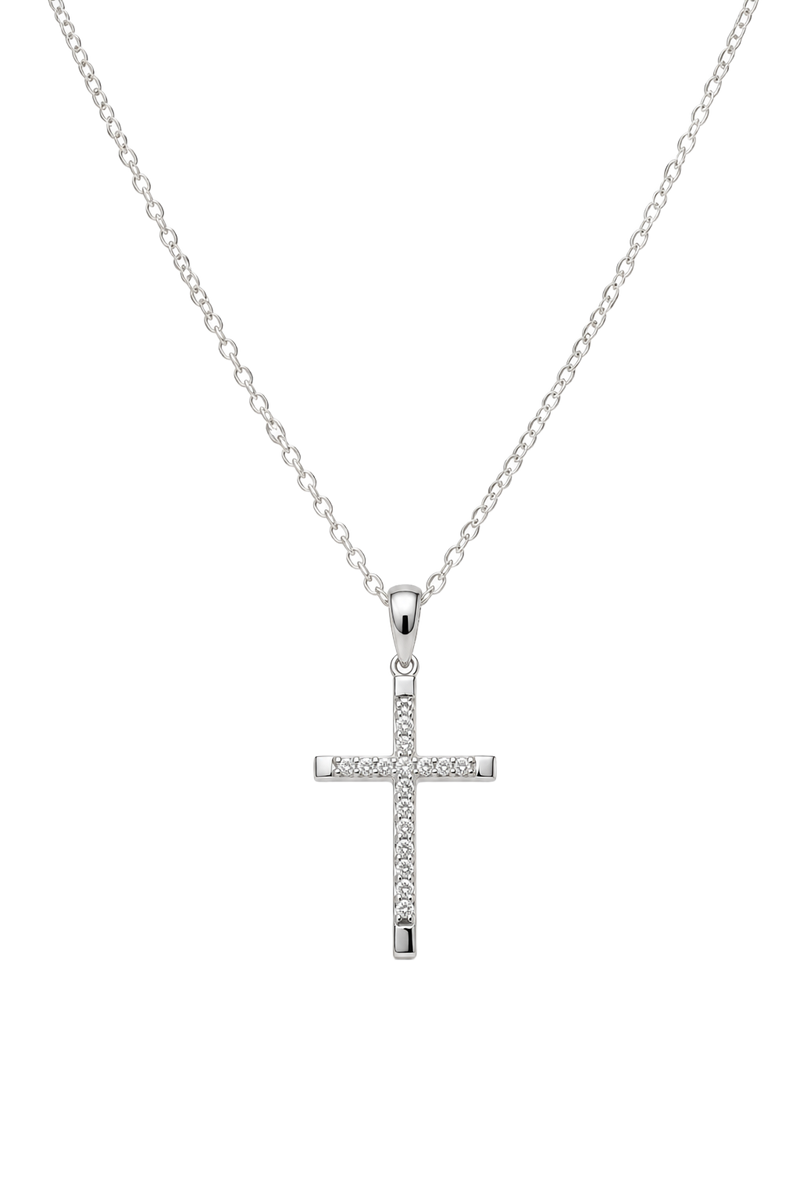 Diamond Cross Pendant - White Gold