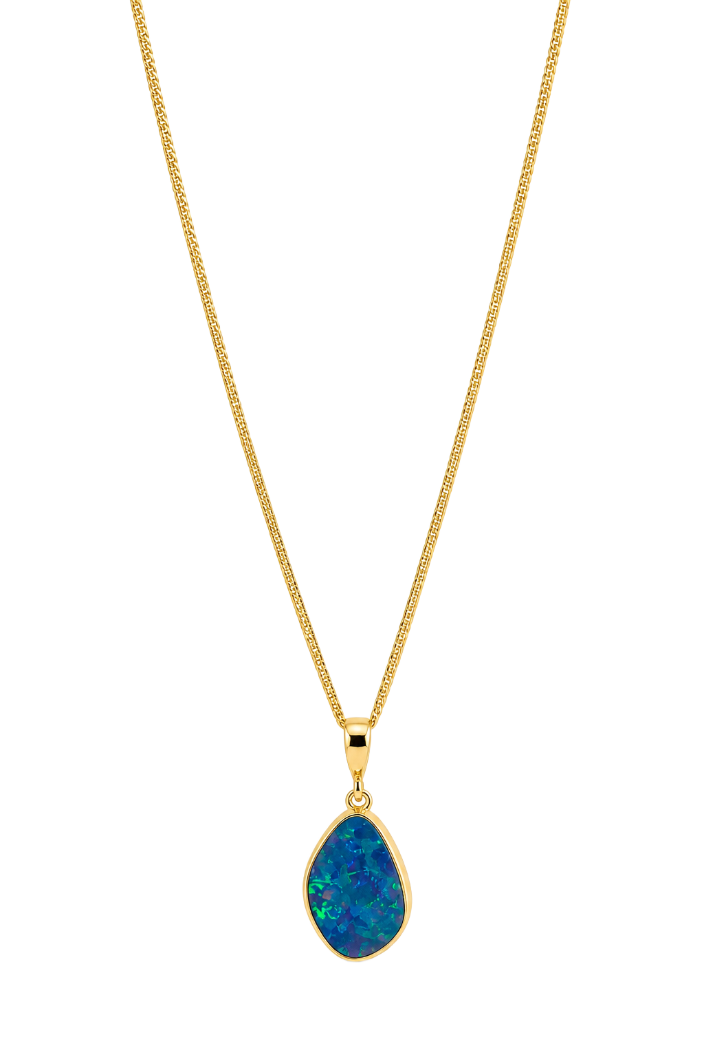 Australian Black Opal Doublet Pendant - Yellow Gold