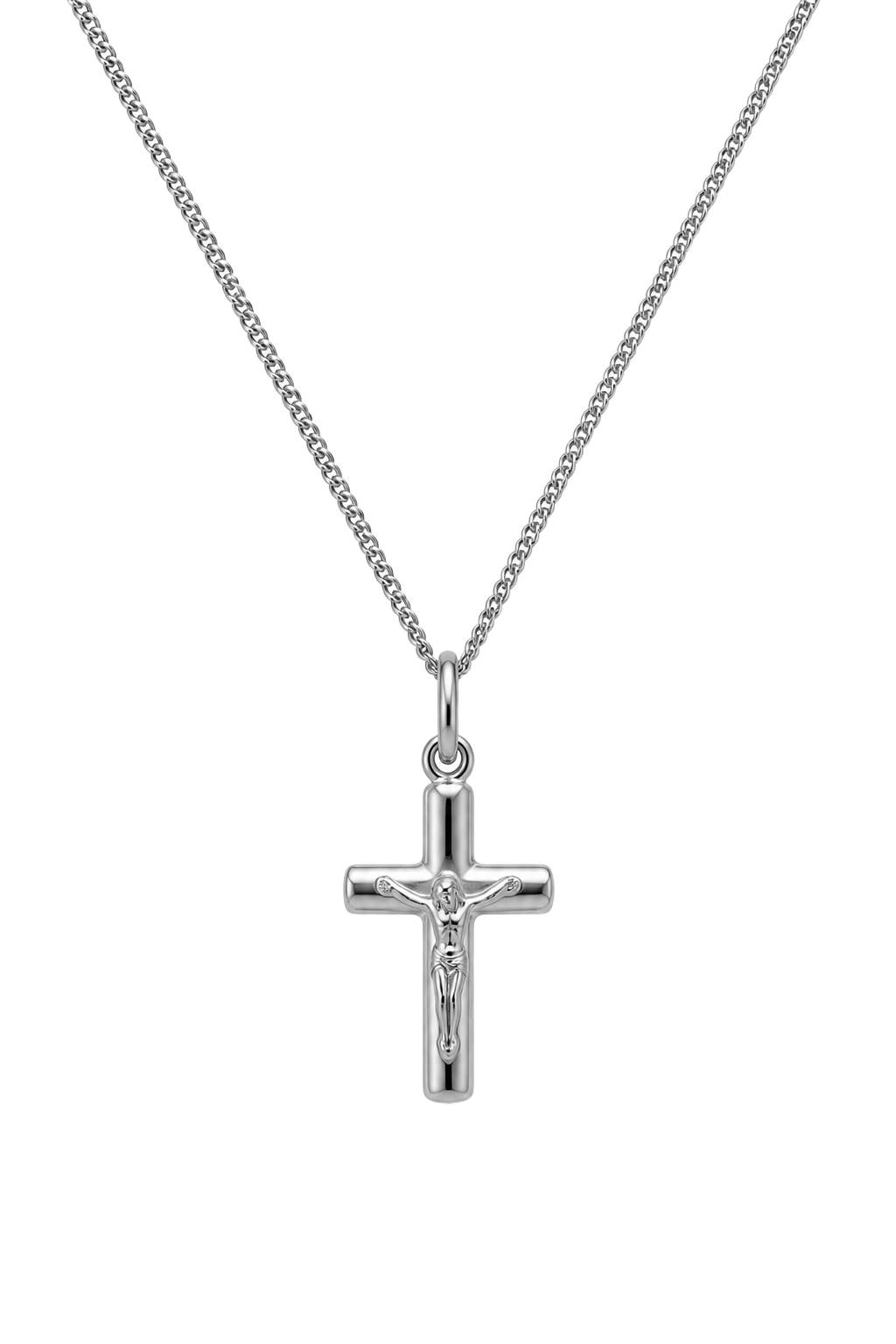 Crucifix Pendant - White Gold