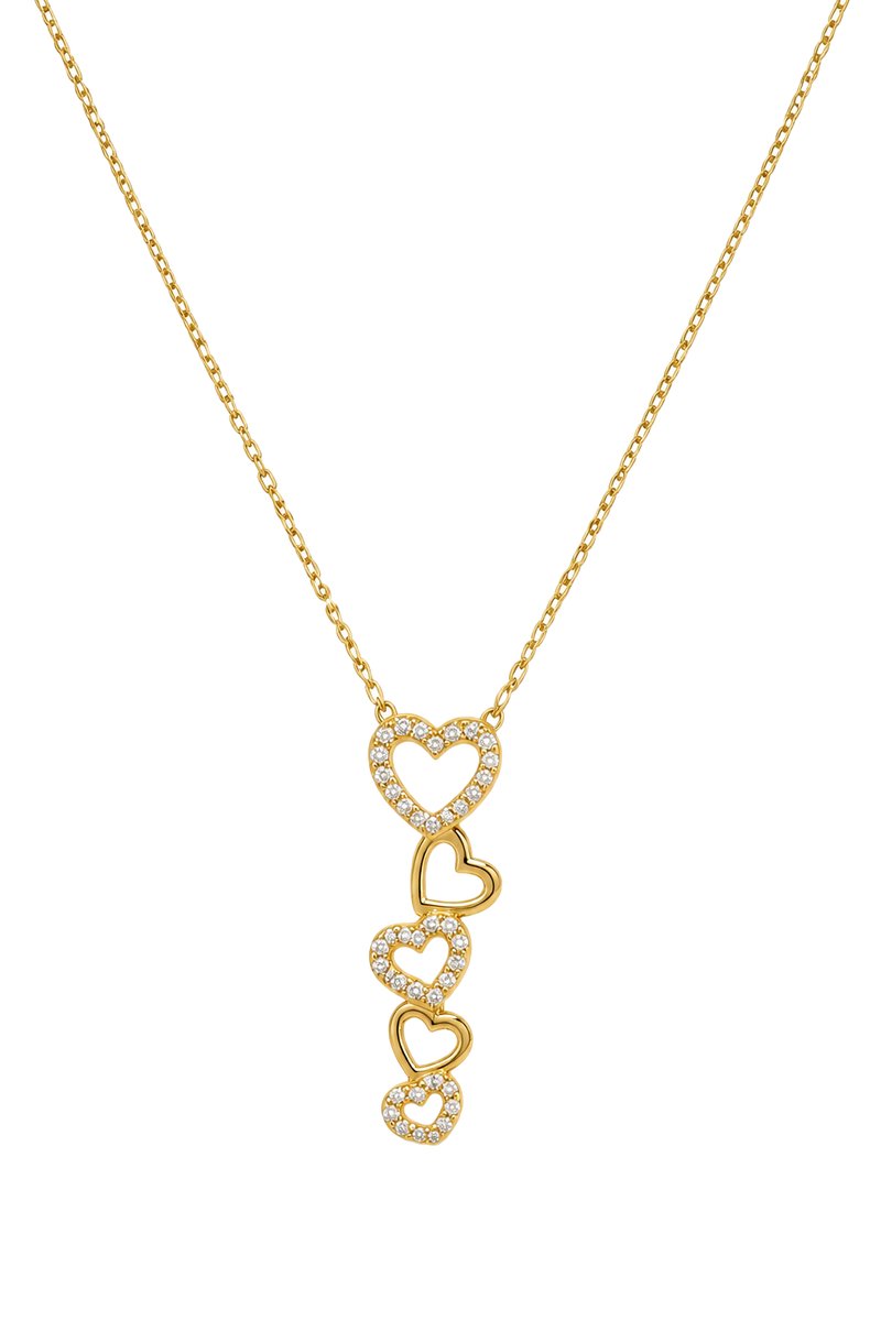 Diamond Cascade Heart Pendant - Yellow Gold