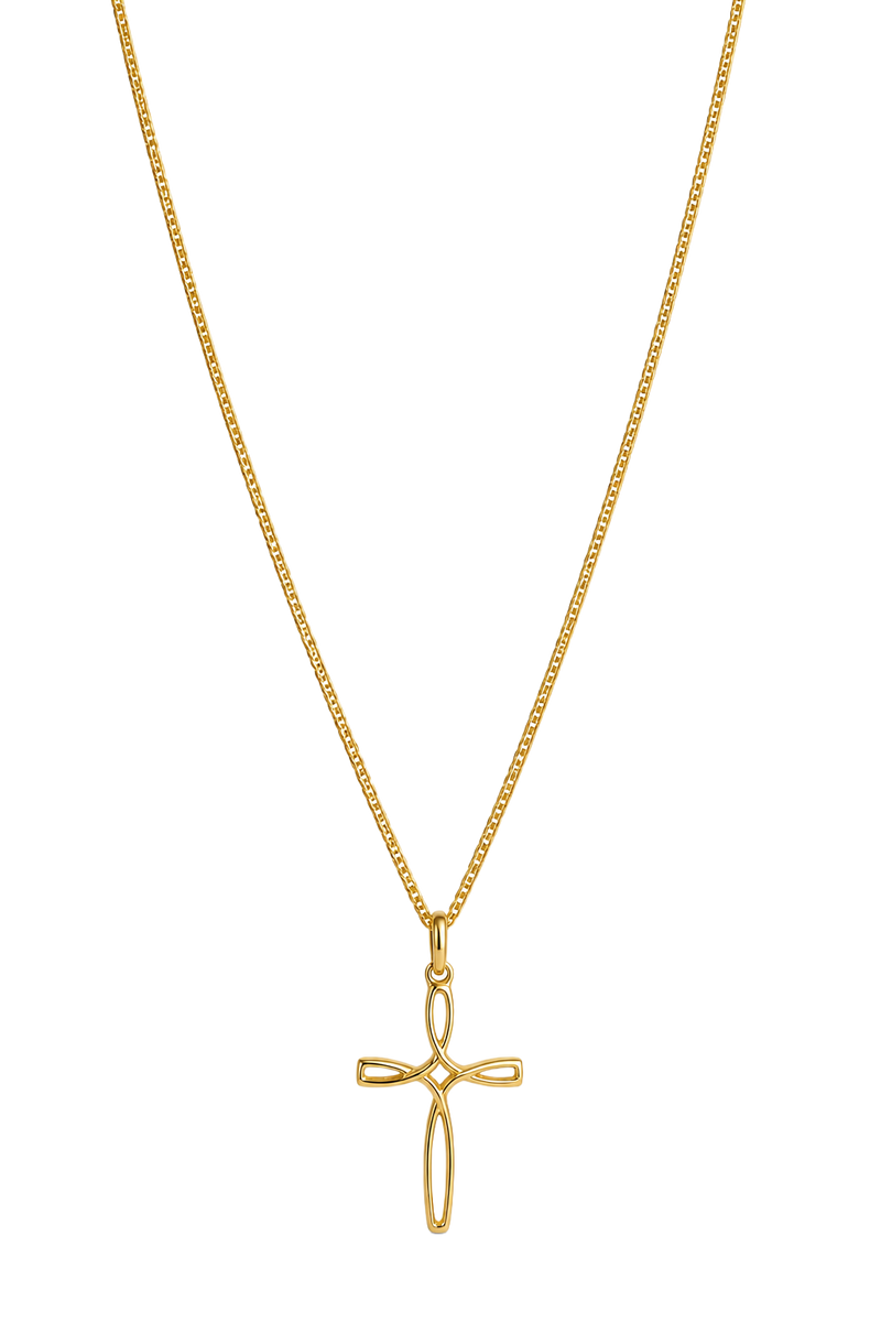Fluid Cross Pendant - Yellow Gold