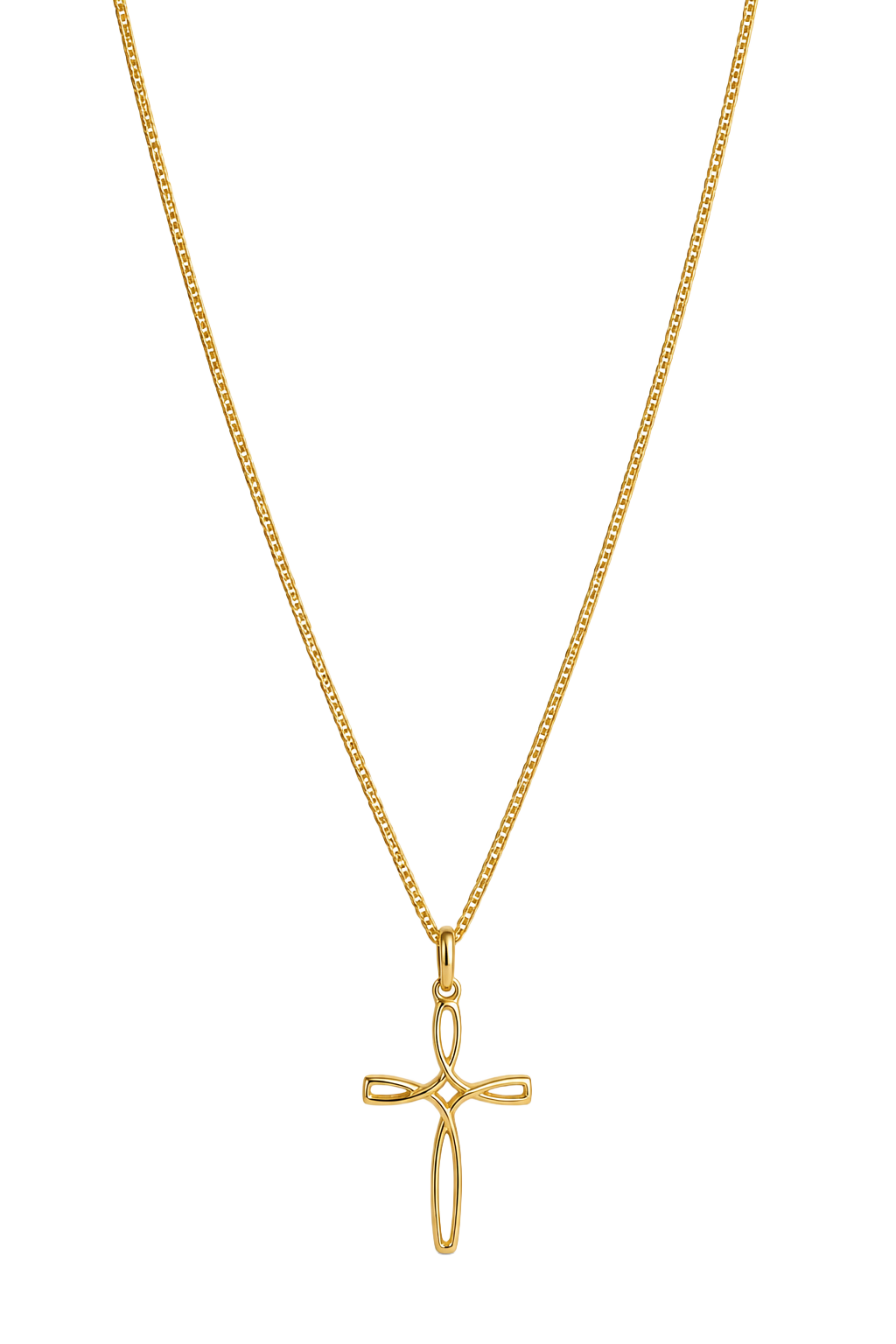 Fluid Cross Pendant - Yellow Gold