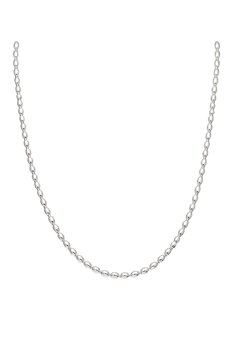 Oval Bead Chain Necklace - White Gold