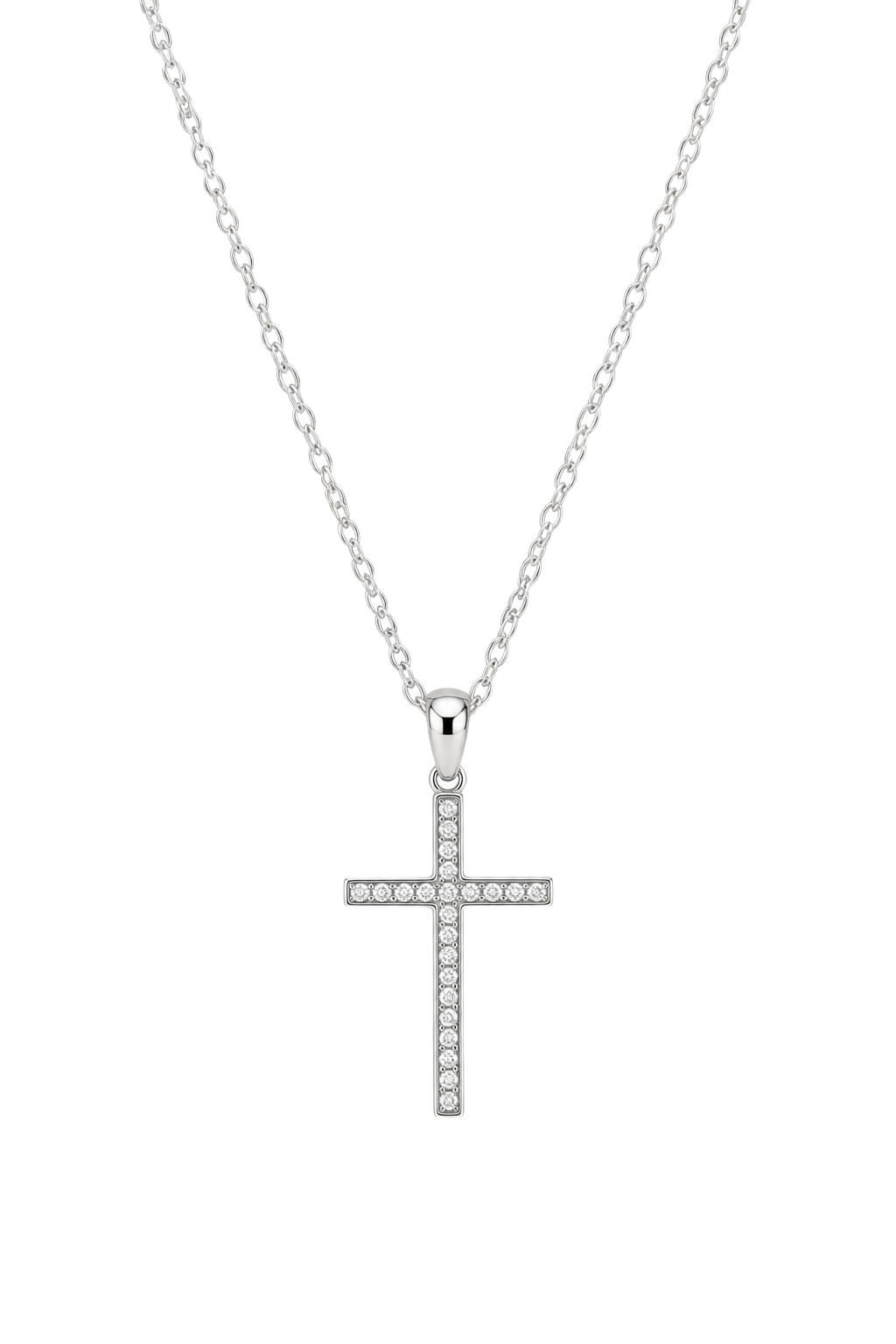 Diamond Cross Pendant - White Gold