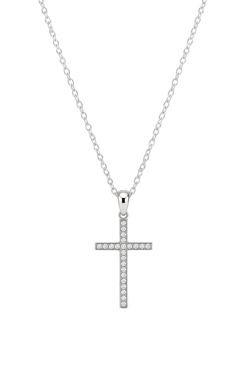 Diamond Cross Pendant - White Gold