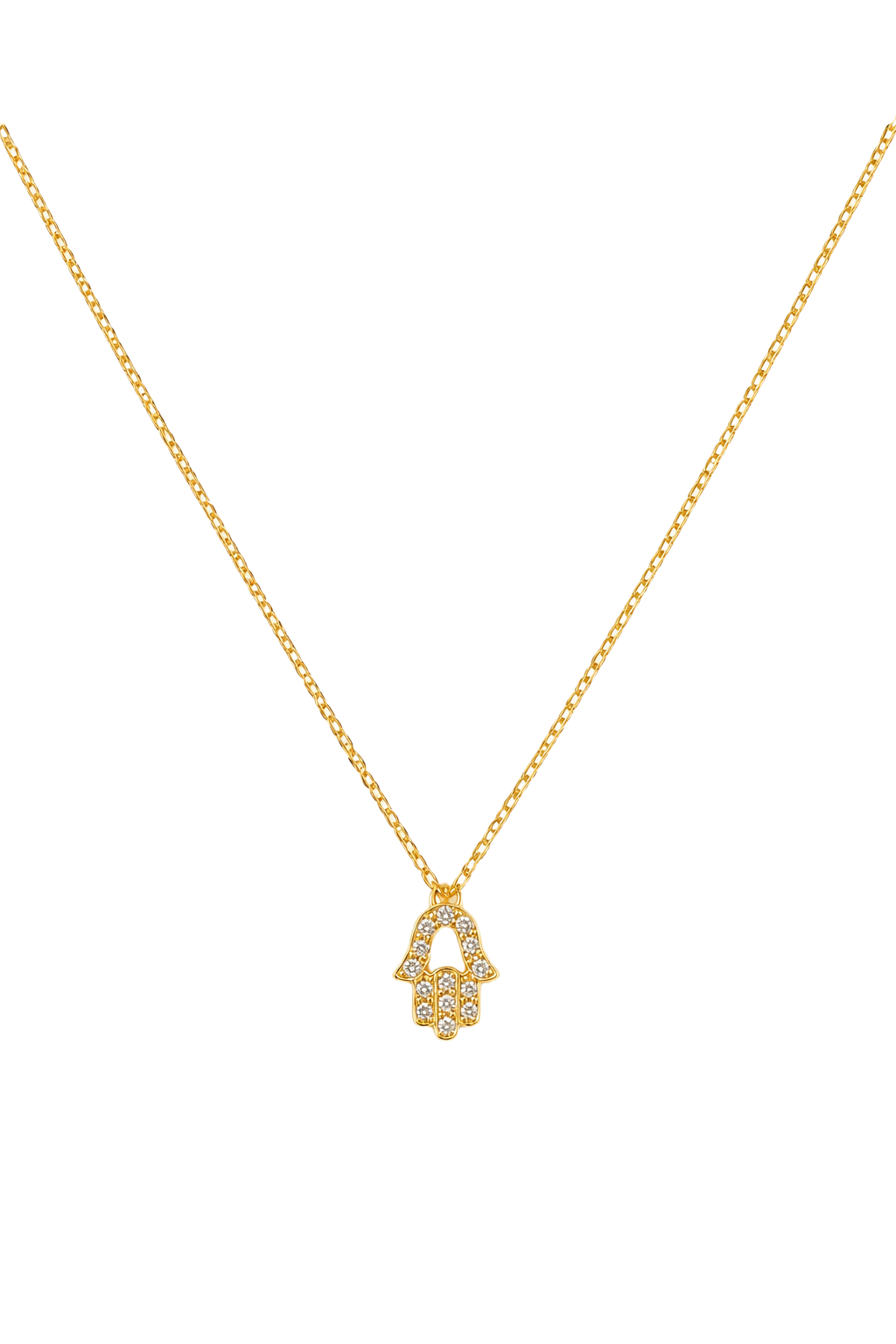 Diamond Hamsa Pendant - Yellow Gold