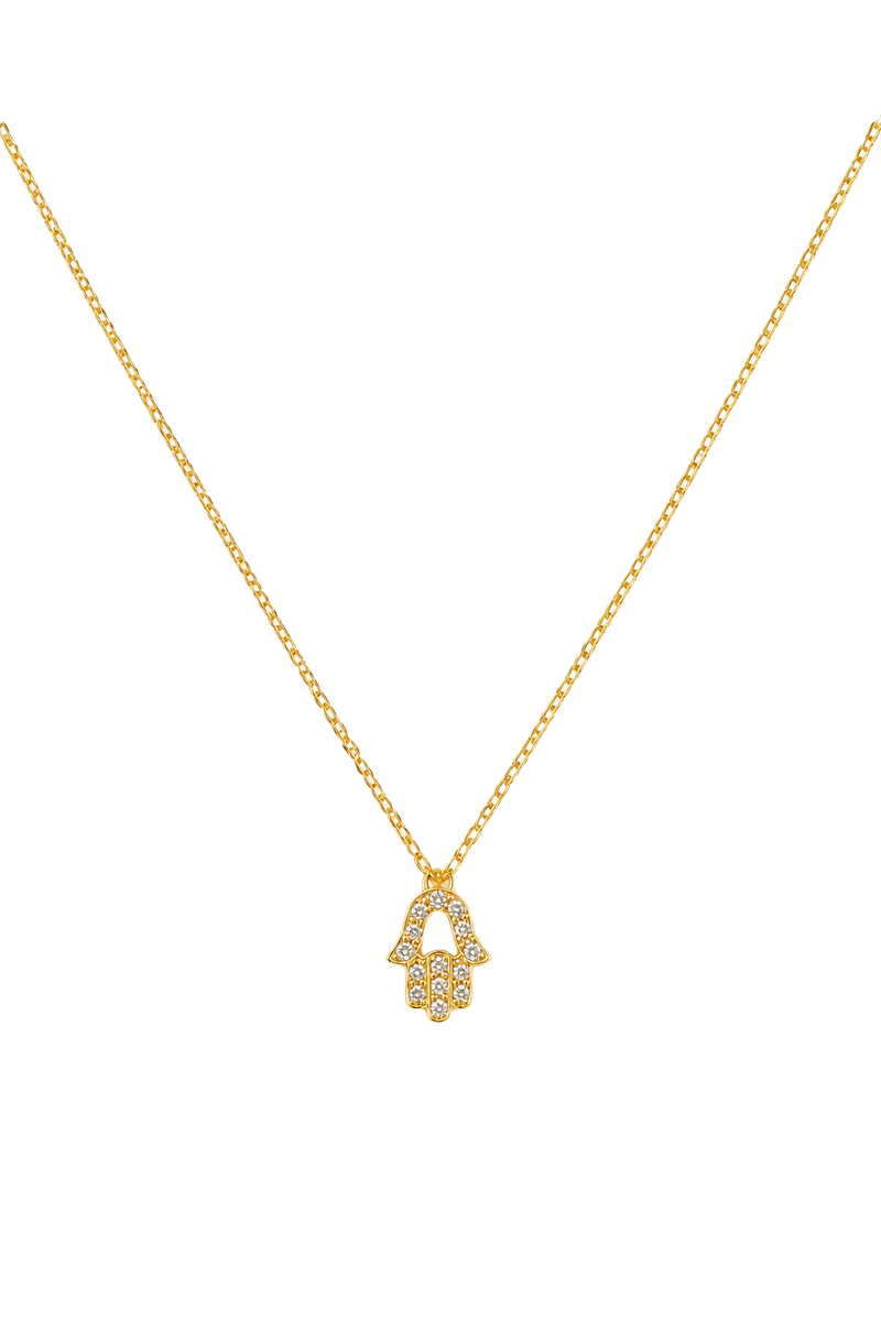 Diamond Hamsa Pendant - Yellow Gold