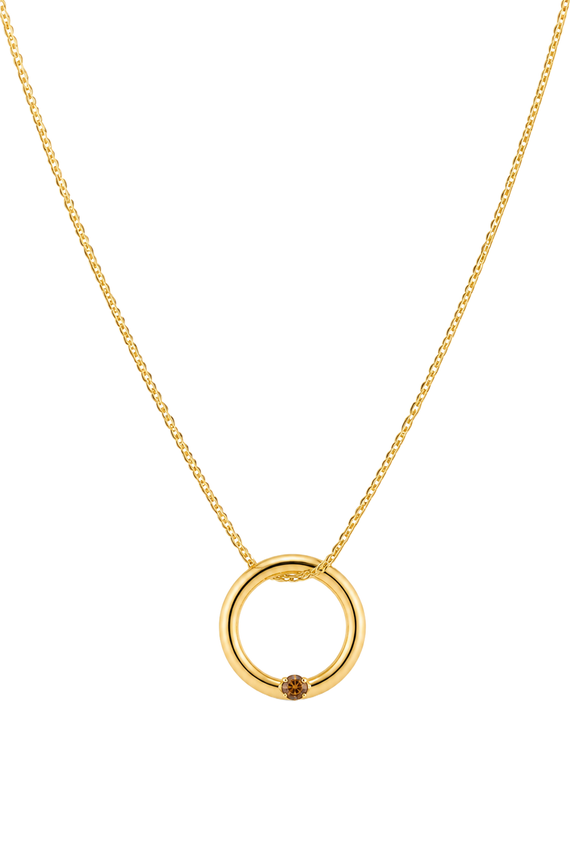 Champagne Diamond Circle Pendant - Yellow Gold