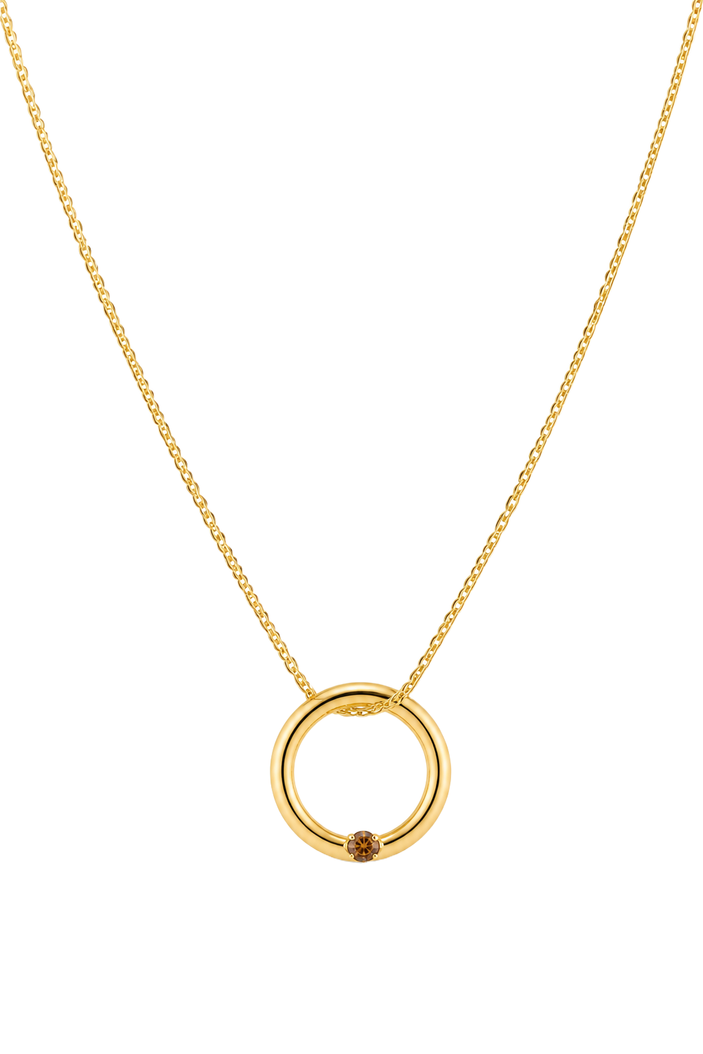 Champagne Diamond Circle Pendant - Yellow Gold