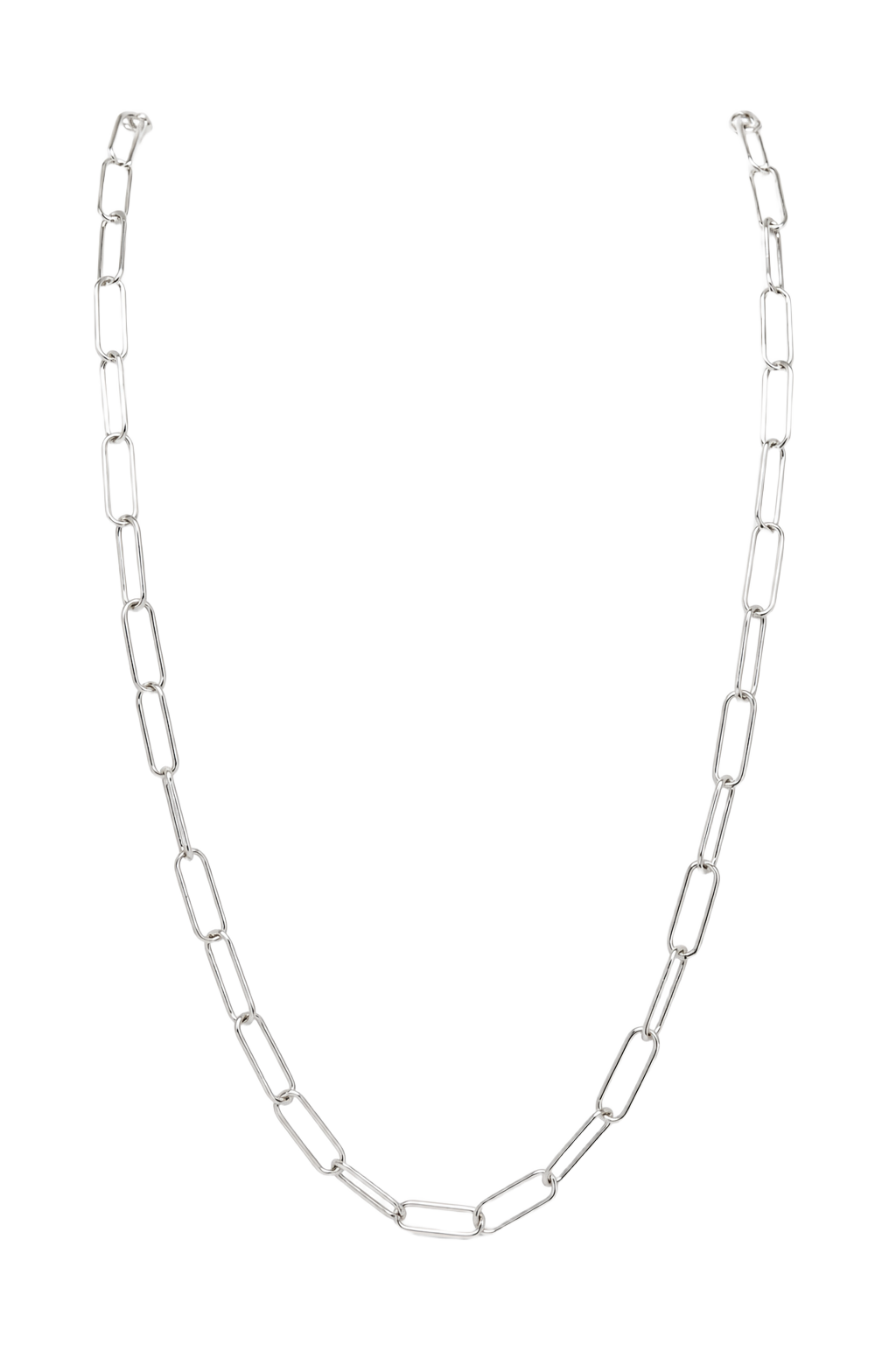 Large Paperclip Chain Necklace - White Gold