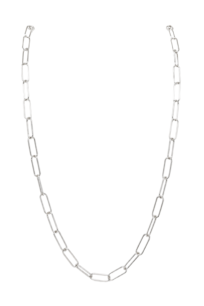 Large Paperclip Chain Necklace - White Gold