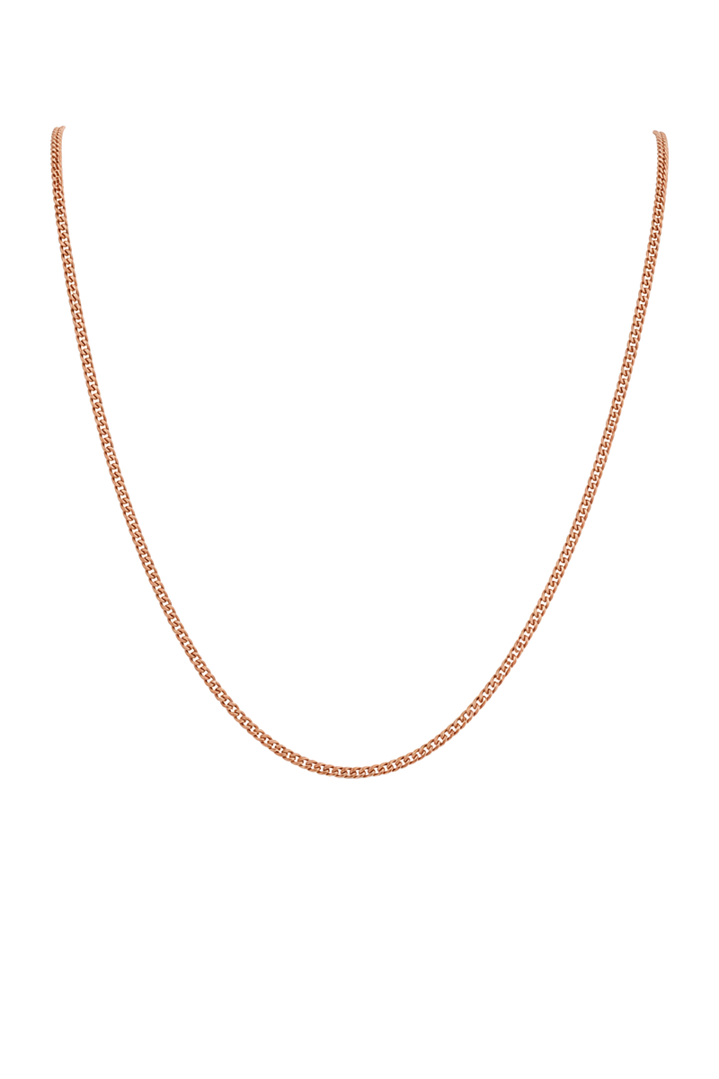 Fine Curb Chain Necklace - Rose Gold