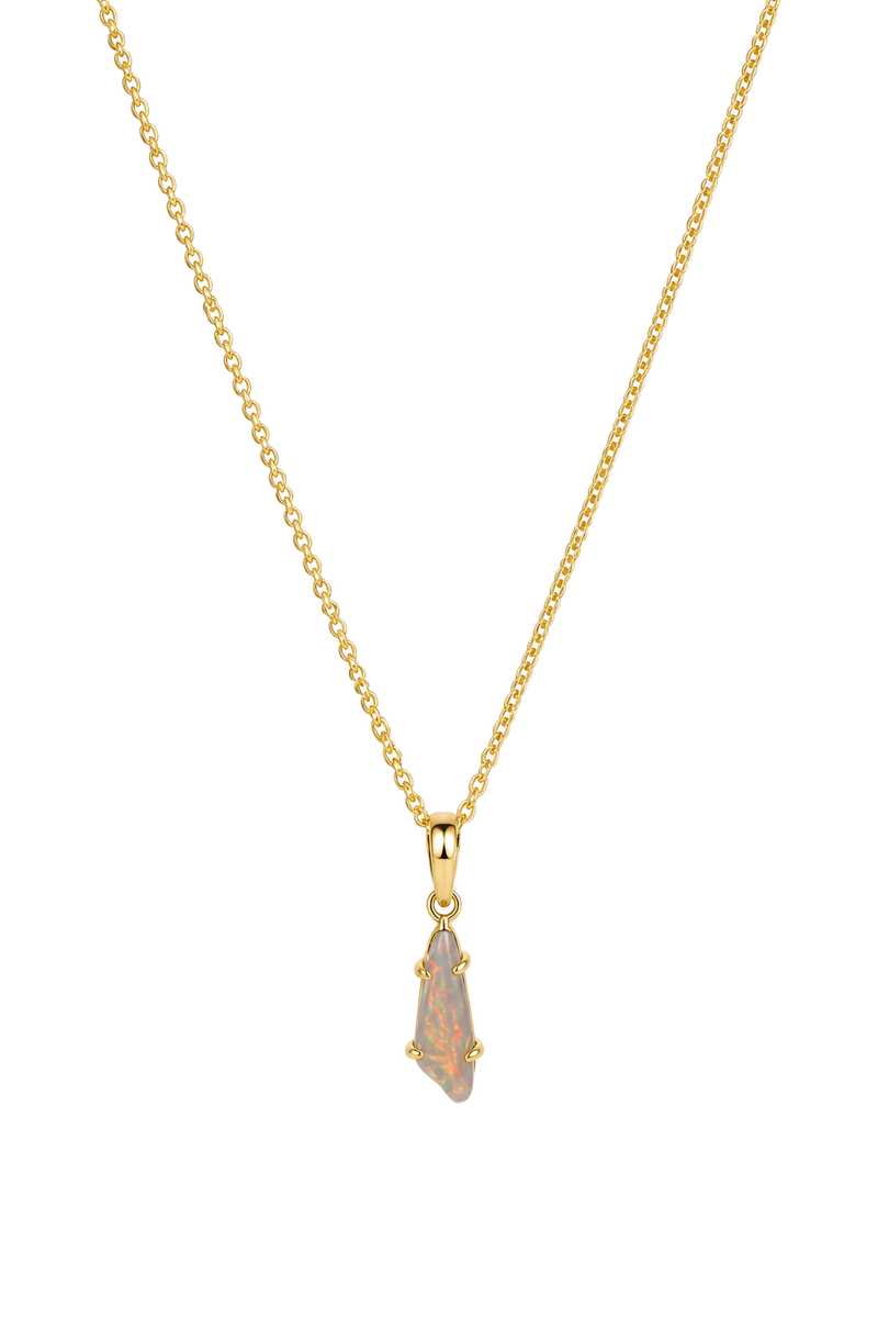 Crystal Opal Freeform Pendant - Yellow Gold