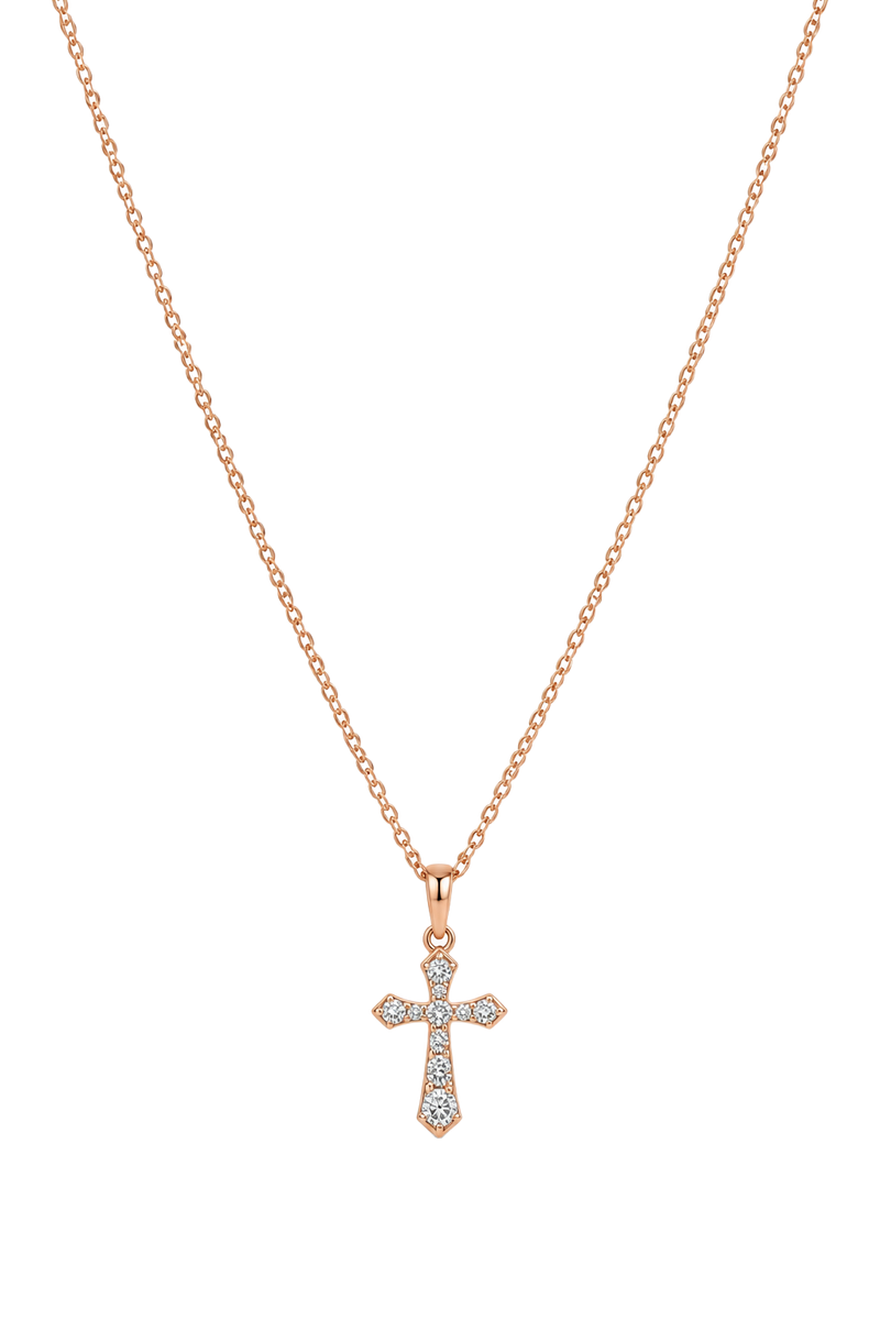 Diamond Cross Pendant - Rose Gold