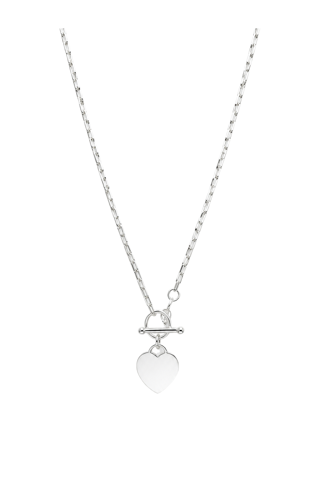 Heart Tag Toggle Necklace - White Gold