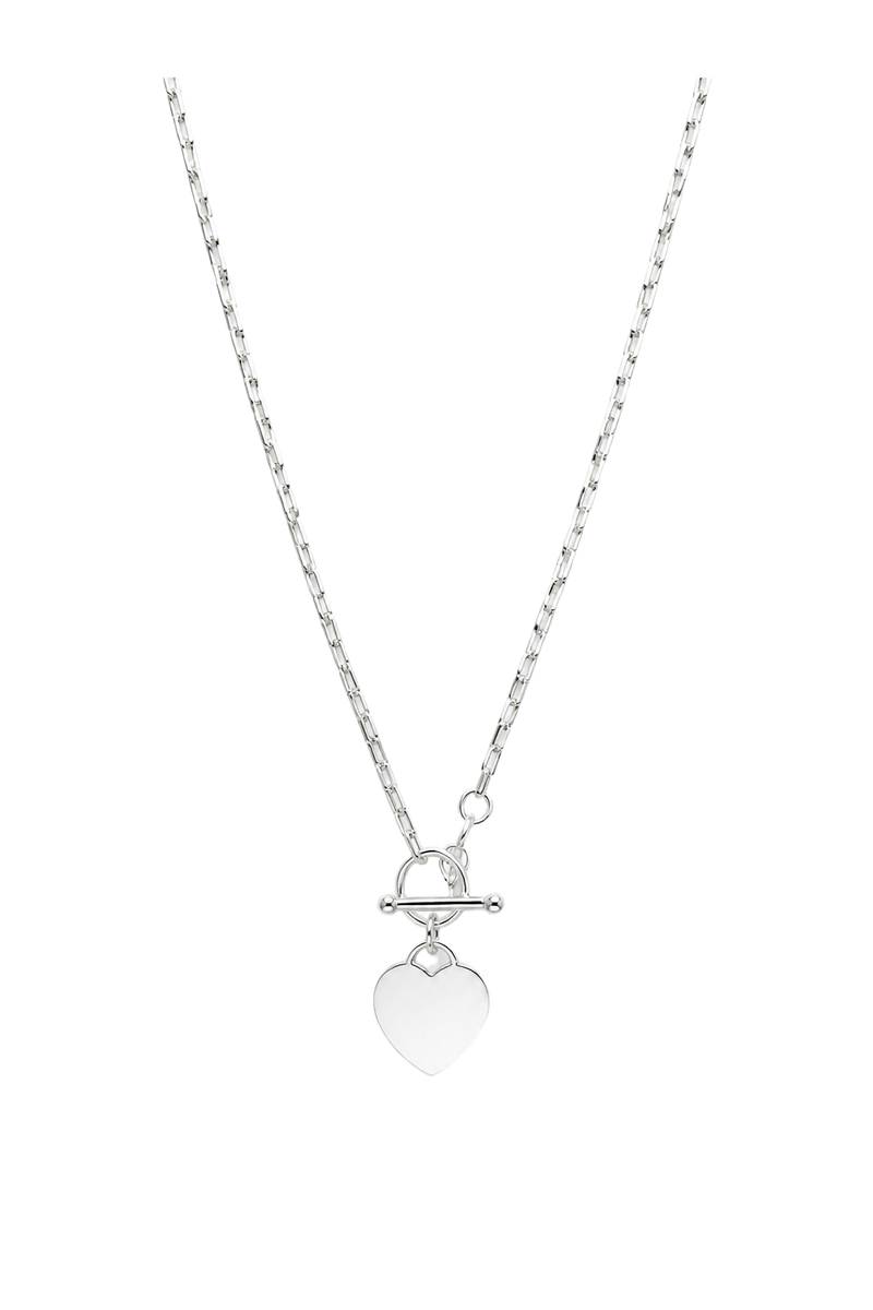 Heart Tag Toggle Necklace - White Gold