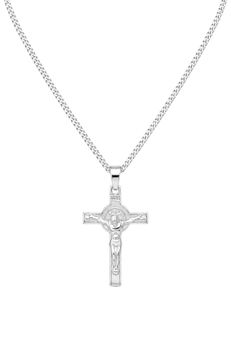Crucifix Pendant - White Gold