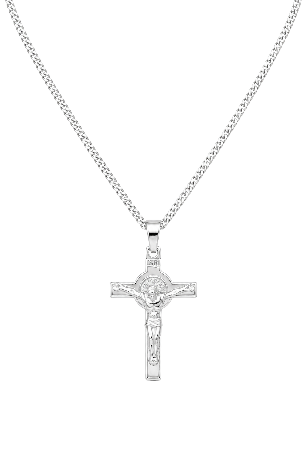 Crucifix Pendant - White Gold