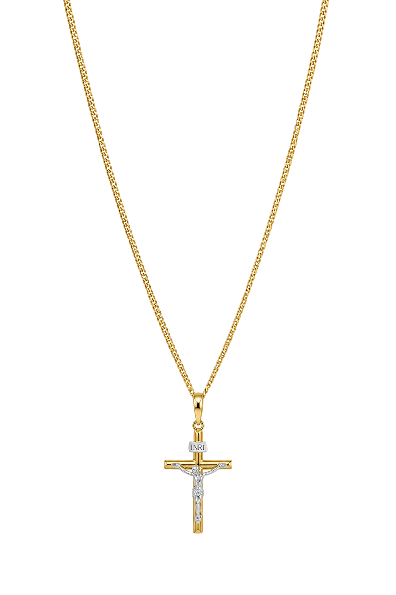 Crucifix Pendant - Two Tone Gold