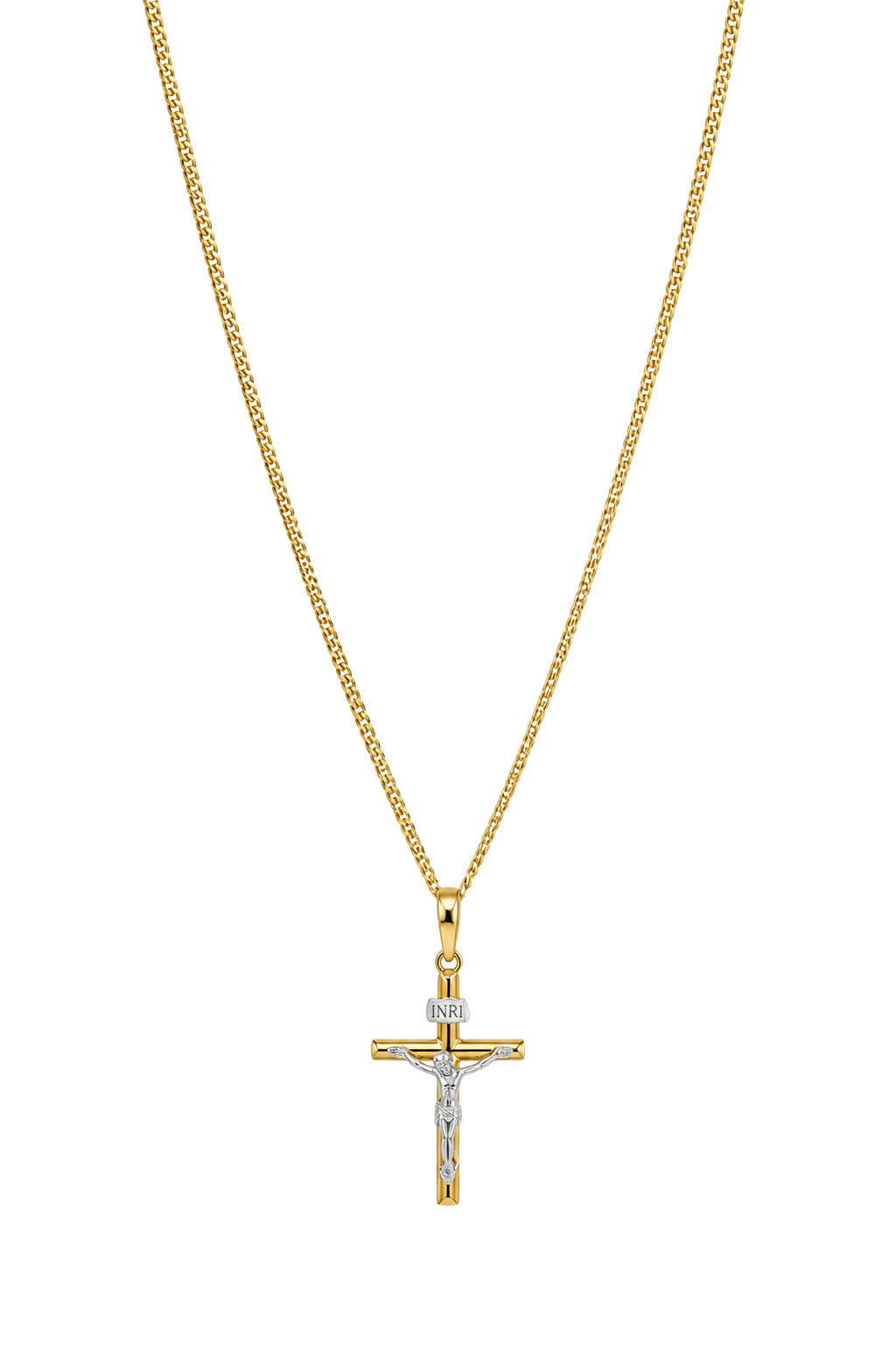 Crucifix Pendant - Two Tone Gold