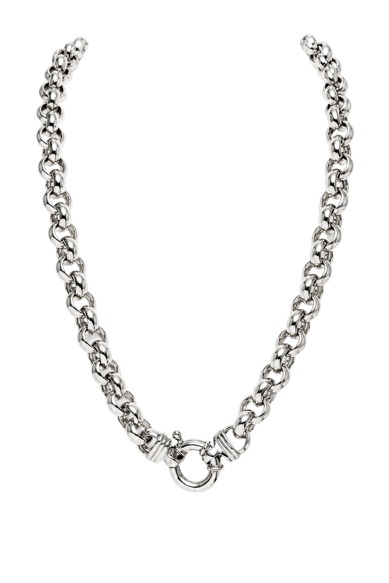 Chunky Belcher Chain Necklace - White Gold