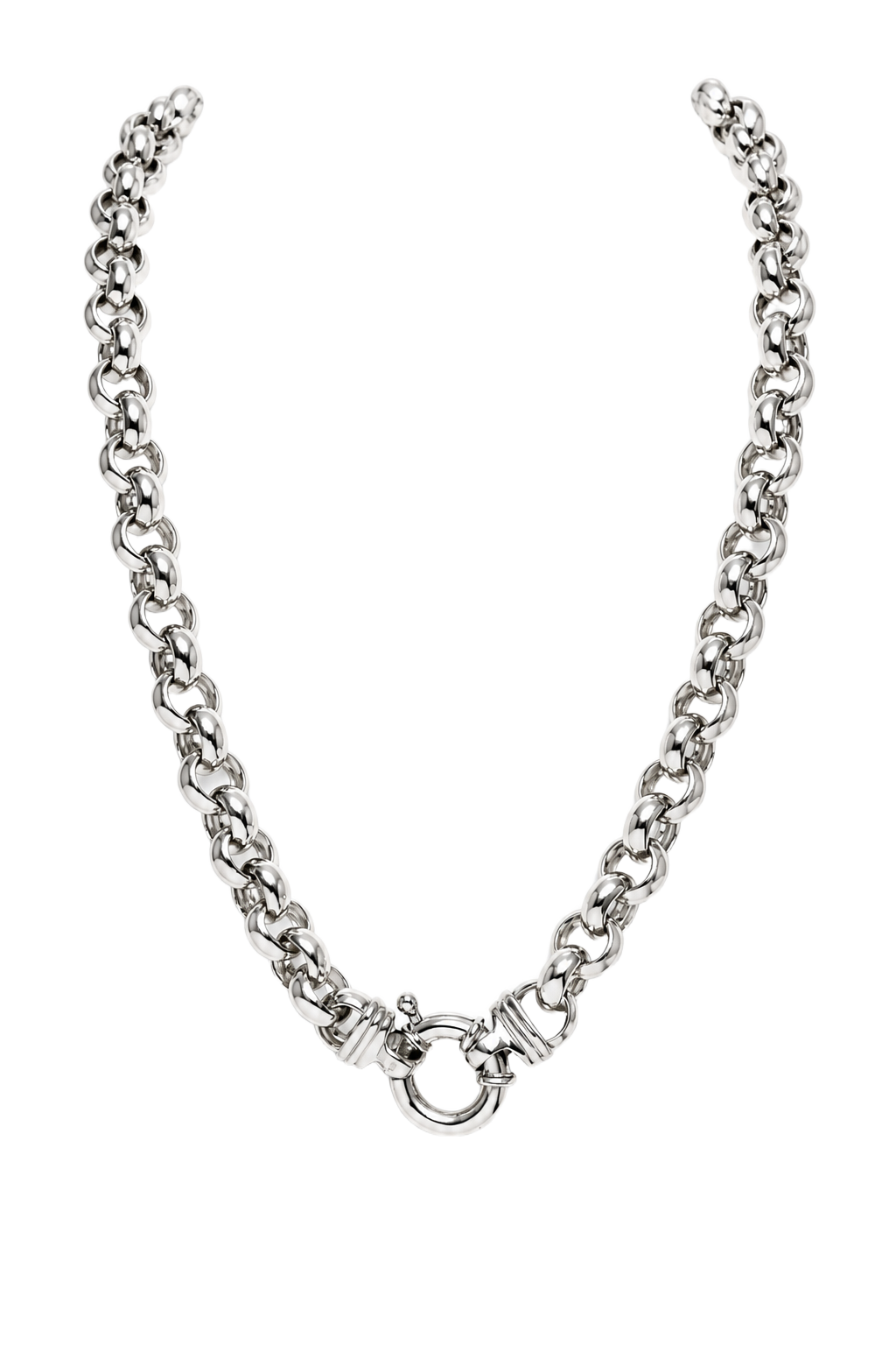 Chunky Belcher Chain Necklace - White Gold