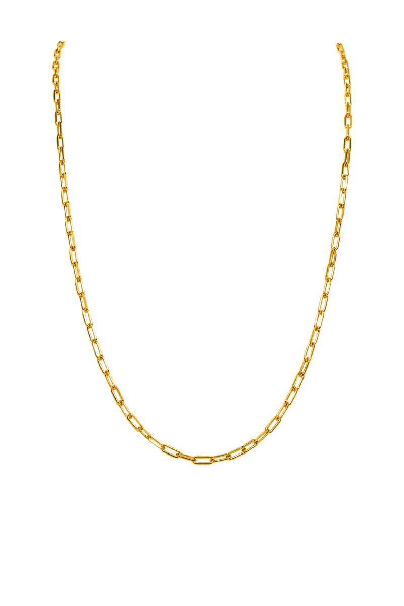 Paperclip Chain Necklace - Yellow Gold
