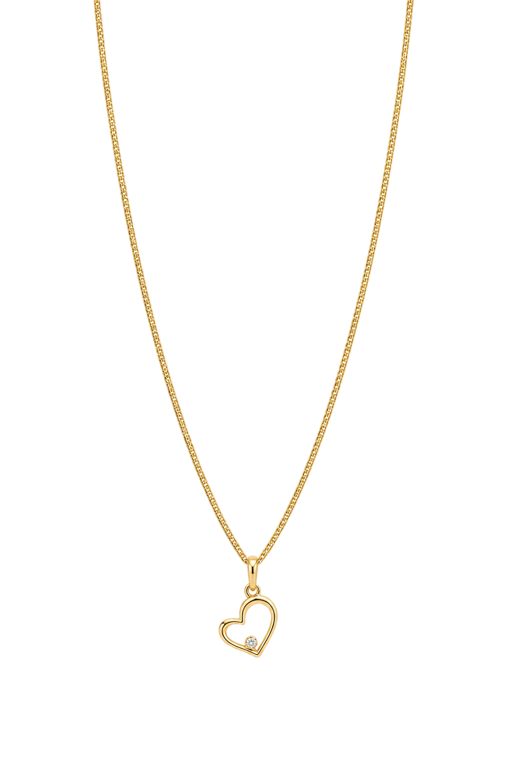Diamond Open Heart Pendant - Yellow Gold