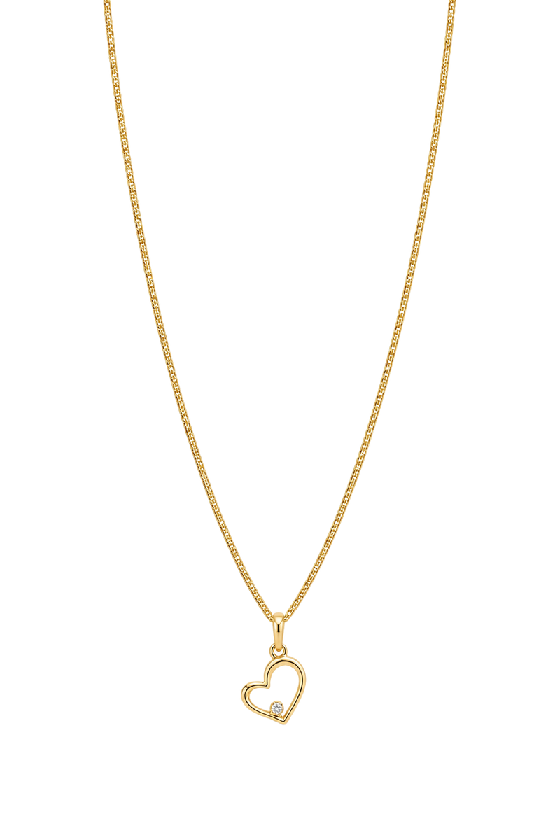 Diamond Open Heart Pendant - Yellow Gold