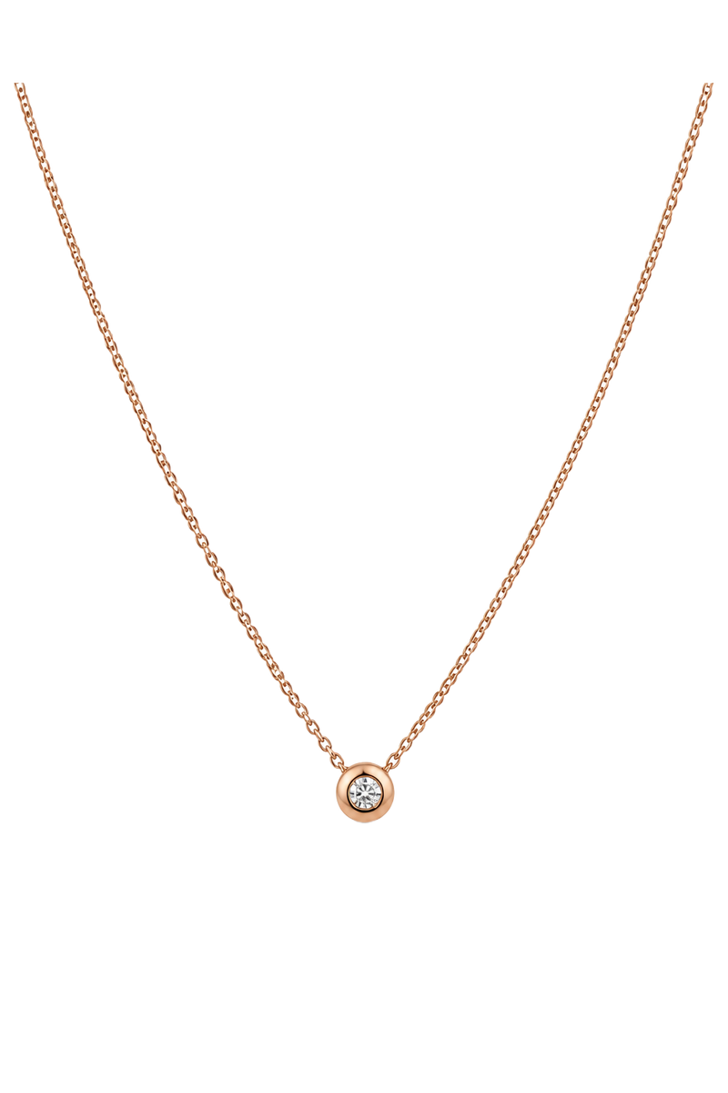 Diamond Bezel Solitaire Necklace - Rose Gold