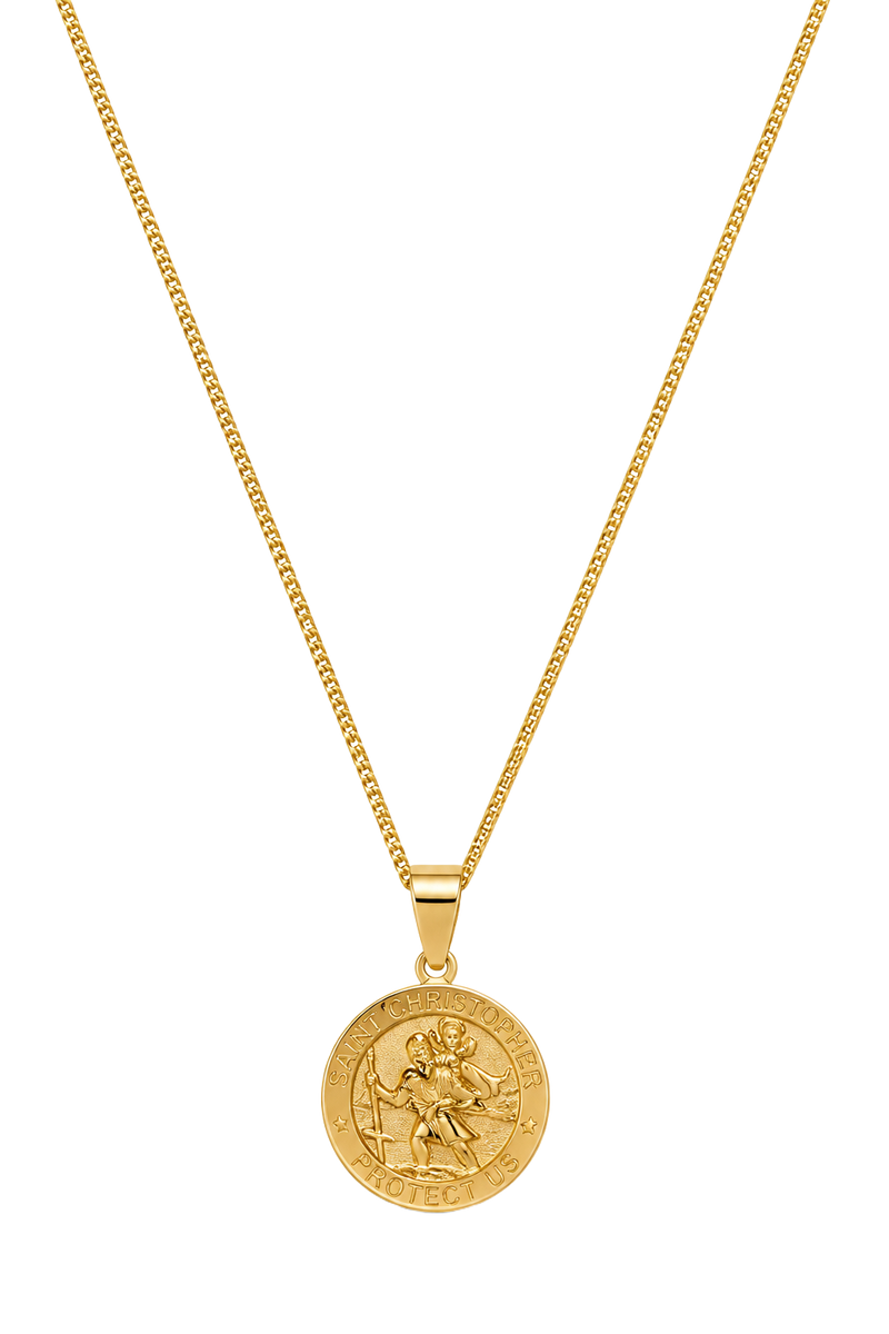 Saint Christopher Oval Medal Pendant - White Gold